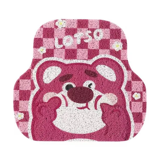 Cartoon Bear Car Floor Mats PVC Universal Non Slip Plaid bear rear 1