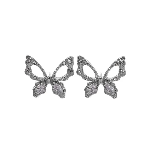 Heart Invisible Clip On Earrings For Women Dangle Gold Crystal Rhinestone Fish Tale Pins Knot Silver White Green Butterfly Brown