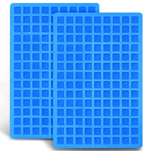 126-Cavity Square Silicone Candy Mold, 2 Pack Non-stick Mini Silicone Chocolate Mold for Homemade Caramels, Jelly, Gummy