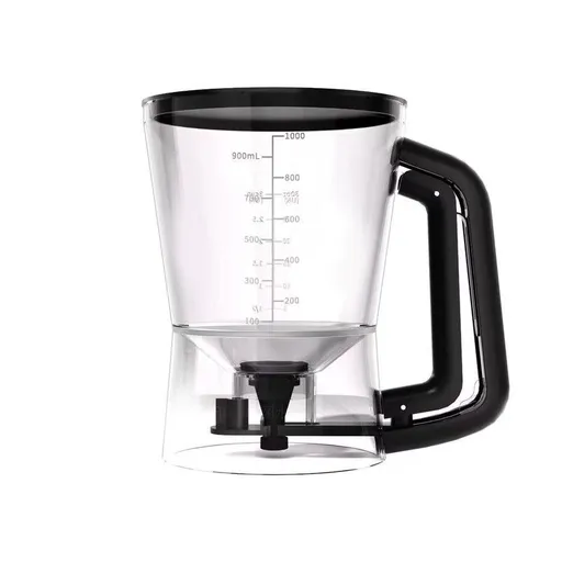 4 Cup Batter Dispenser Measuring Pitcher with Lid, Pancake Cupcake Waffle Batter Separator Jug, Clear Baking Mix Dispenser with Measurement Markings-black