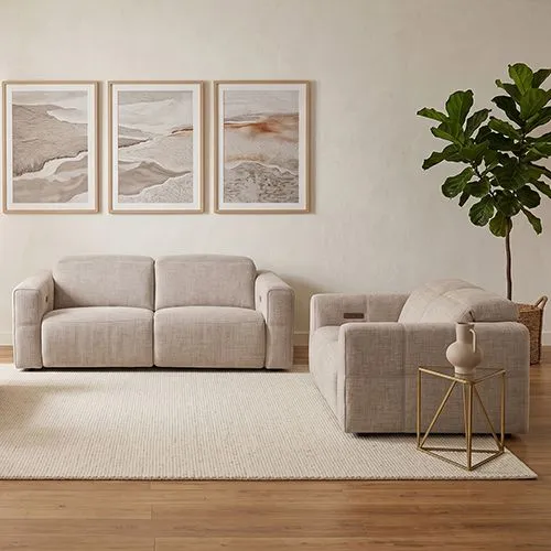 Multiple Seater Fabric Power Recliner with Power Headrest & Zero-Wall Design