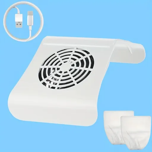 Nail Dust Collector: USB-Powered, Strong Suction, One-Touch Operation, Say Goodbye to Dust Troubles.WHITE