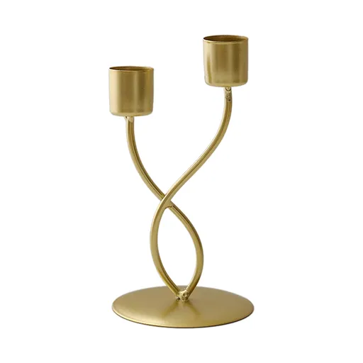 Iron Candlestick Vintage Metal Holder Decorative Taper Stand Sconce Home Desktop Table Decoration Wedding Craft Supplies Gold