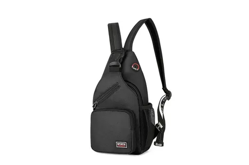 Water-resistant Chest Pack Outdoor Travel Shoulder Sling Backpack Crossbody Bag -Black