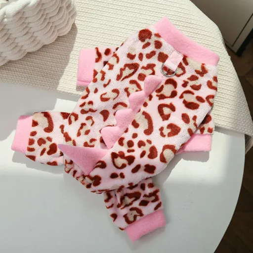 shine Pet Four Legged Clothing Polyester Cotton 497 four-legged pink leopard print dinosaur XS back length 20cm