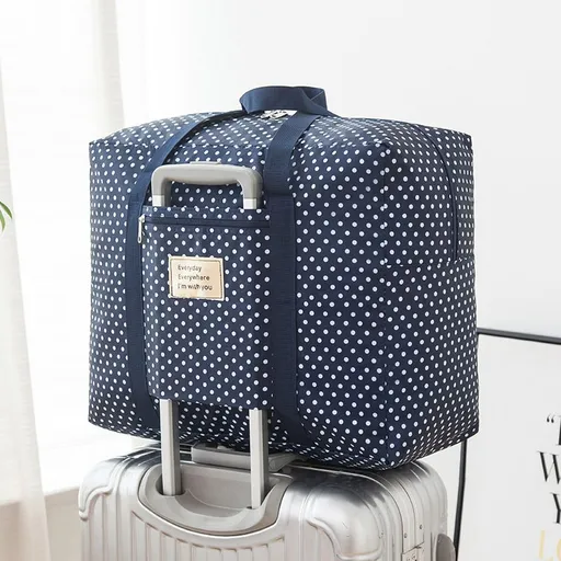 Travel Storage Bag Oxford Cube Waterproof Deep Blue Wave point Medium 42X32X17cm