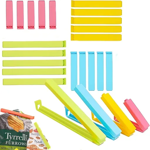 Plastic Food Bag Sealing Clip, 20 PCS Reusable Food Sealing Clips Colorful Snack Sealing Clip Bag Clips for Food Storage(2.4/3.5/5.1/7.1in)