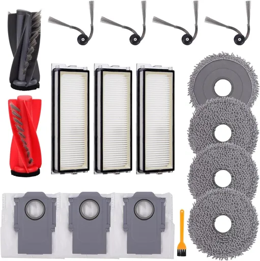 Replacement Parts Accessories Kit or Qrevo S5V/Qrevo Curv/Qrevo Curv S5X/Qrevo Edge S5A Series Robot Vacuum Cleaner - 1 Main Brush, 3 HEPA ilters, 3 Dust Bags, 4 Mop Pads, 4 Side Brushes