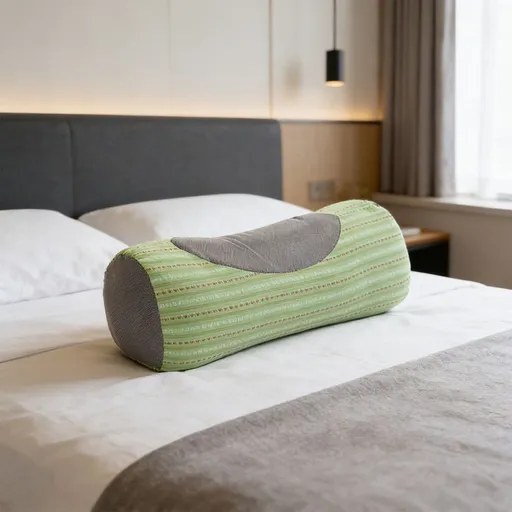 Buckwheat Bolster Pillow with Cotton Cover, Pressure Relief Neck Support Pillow, All-Night Comfort, Natural Buckwheat Hull Pillow for Improved Posture, Green