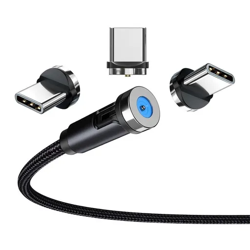Magnetic Charging Cable - 6.6ft USB Cables with Magnetic Tips (Type-C x3), 2.4A Nylon-Braided, Compatible for USB-C/Type-C Ports