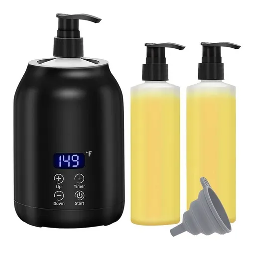Massage Oil Warmer, Electric Digital Heater with Two Bottles, Portable Lotion Heated Dispenser US Plug
