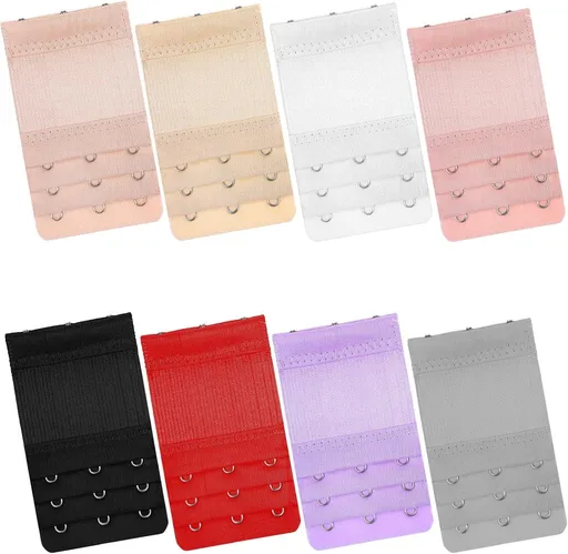 8Pcs Bra Extenders 3 Hooks, 4 * 0.8 Inch 3 Hook Bra Extender Adjustable Comfort Fit for Maternity and Sports Use (Multicolor)