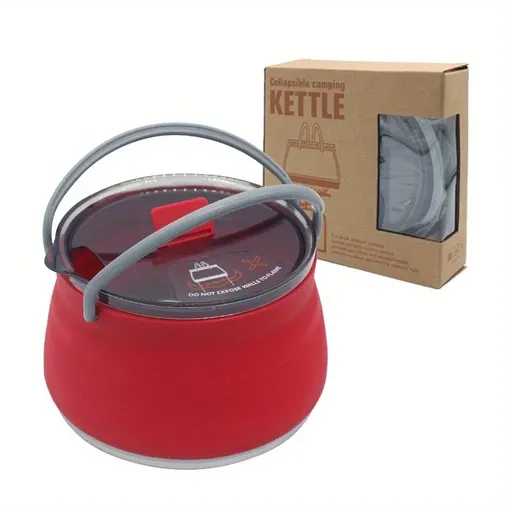 33oz Ultra-Light Foldable Camping Kettle, Food-Grade Silicone + 304 Stainless Steel, 1000ML Weighs Only 267g, Portable Anti-Scald, Versatile for Boiling & Cooking, Perfect for Camping Hiking Road Trips!(red)