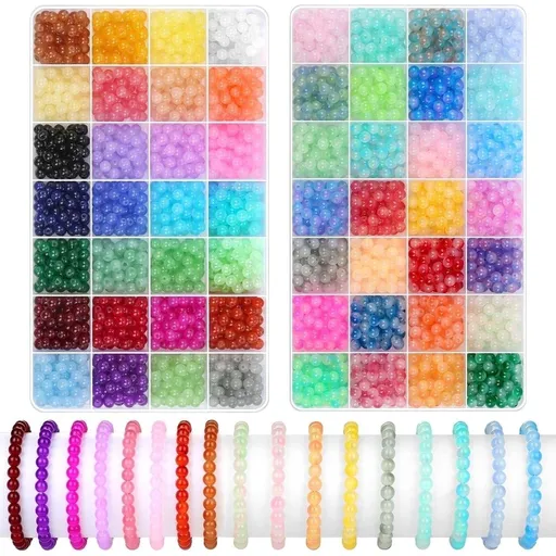 2800 6mm Glass Beads for Bracelets, 56 Colors Crystal Beads for Jewelry Making, Bracelet Making and DIY Crafts(28 Solid Colors and 28 Mermaid Colors)