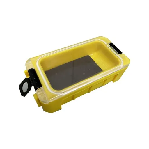 8 pack Yellow Magnetic Fishing Tackle Box - Modular Waterproof Storage Case for Hooks Lures Swivels - Stackable Portable Organizer with Glow Edges and Secure Latch for Anglers