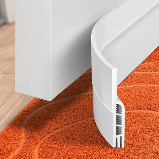 Door Draft Stopper Under Blocker Insulator Doors Sweep Weather Stripping Noise Sheets, Rolls & Strips Strong Adhesive, White 41 Inch