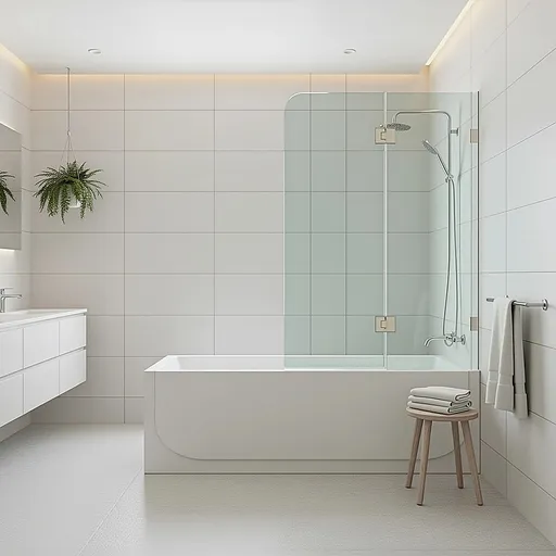 90cm Frameless Glass Bath Screen – Stainless Steel F-Brackets in Nickel