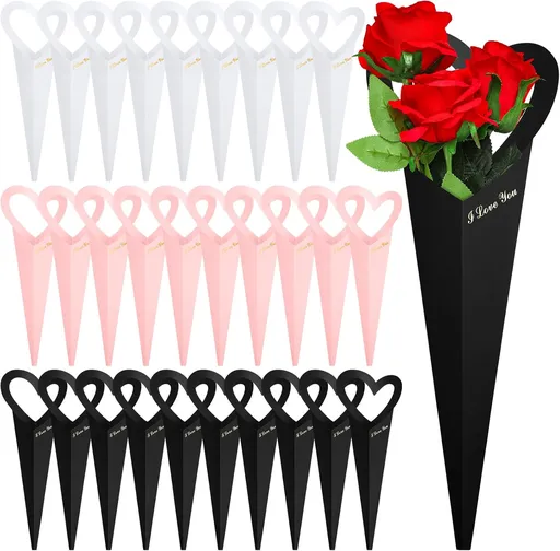 Flower Wrapping Paper 46.5x18cm White Pink Black 30 Sheets Gift Bouquet Packaging