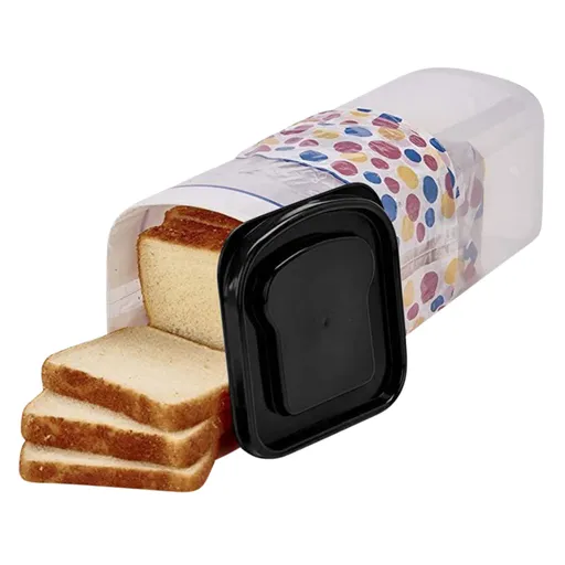 Bread Box with Airtight Lid, Bread Storage Container, Bread Loaf Storage Dispenser, Plastic Sandwich Bread Keeper, White Lid, 1 Pack C Black