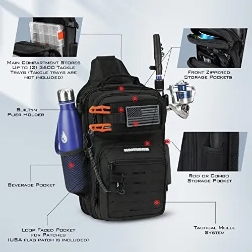 Versatile Sling Fishing Bag for Anglers: Ideal for Backcountry Fishing Trips & Outdoor Adventures (Black)