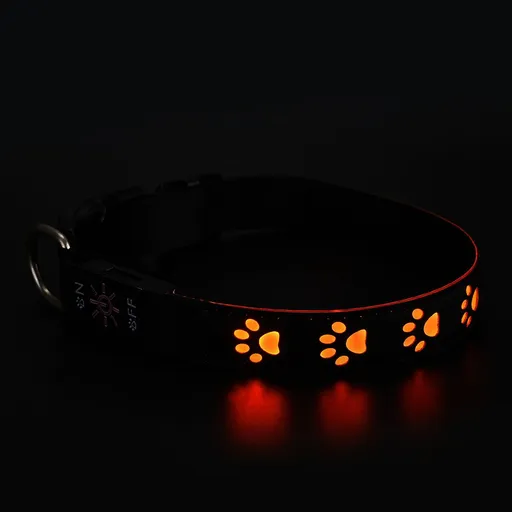 SY LED Rechargeable Nylon Dog Collar Orange XS（20-30cm）