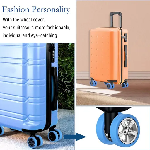 8pcs Suitcase Wheel Covers Luggage Protection Covers Silicone Luggage Wheel Protective Cover for 2 Wheel Suitcase (8pcs Blue)
