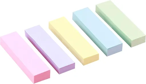 500 Pastel Sticky Notes (75x20mm) - Colourful removable sticky notes in blue, pink, green, yellow and purple | Pack of 5 (100 notes each) | For use in the office, at home and at school