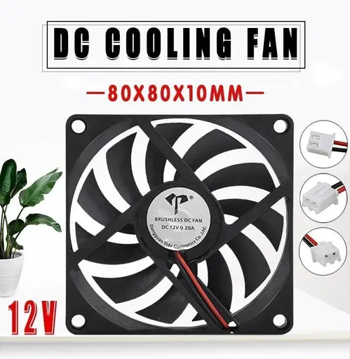 2Pcs 12V 8010 Dc Fan 2 Pin Brushless For Pc Computer Hydroponics Cooling Austock
