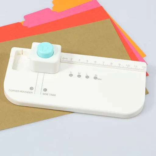 4-in-1 Tab Punch Board, Multi-Size File Tab Puncher (30-60mm) for Scrapbooking, DIY Index Label Maker for Planners & Journaling, Compact Craft Paper Punch Cutter for Folders & Gift Tags