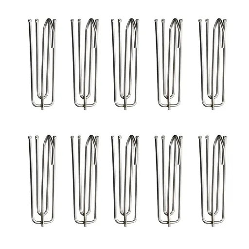 10 Pieces Stainless Steel Drapery Hooks, Four Prong Pinch Pleat Clips for Curtains, Hangers, Silver, 2.76 inches