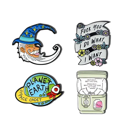 4 pcs Badge Metal Pin Reaper Moon Brooch Halloween Art Deco Enamel Brooch Lapel Pins For Backpacks Badges Jewelry Decorations