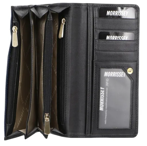 Morrissey Italian Structured Leather Flap Over Ladies Wallet - Navy