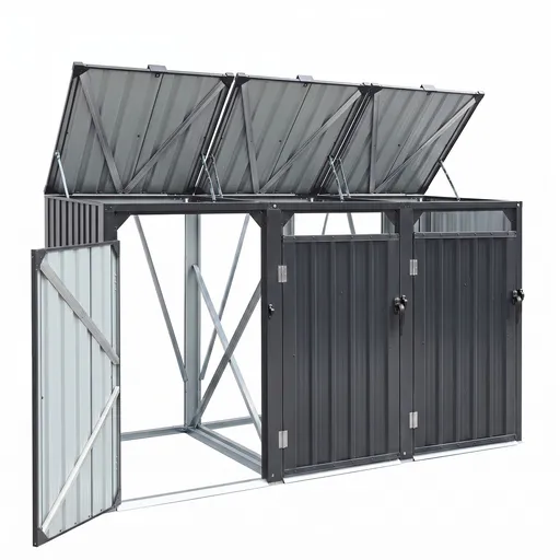 Giantz Bin Shed Triple Wheelie Waste Bins Storage Steel Garden Enclosure Grey
