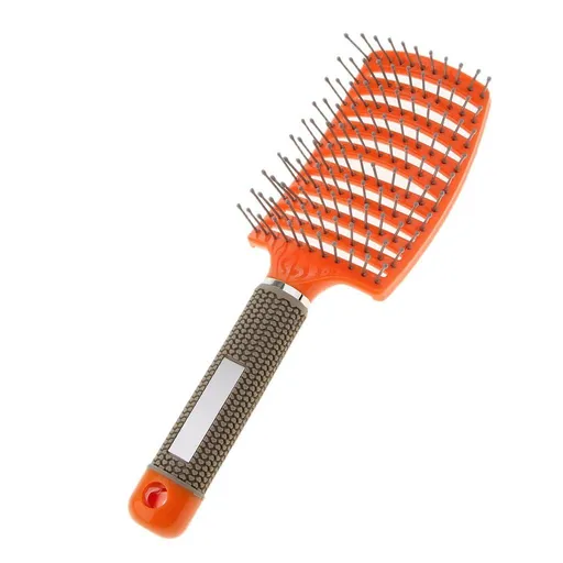 Curved Vented Styling Hair Brush Thick Hair Massage Blow Drying ,Large vented hair brush Orange