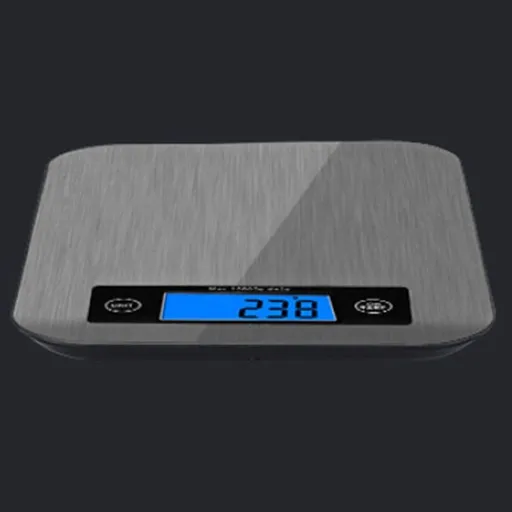Digital Kitchen Scale Plated Silver LCD Display Easy Unit Switch Peeling Function