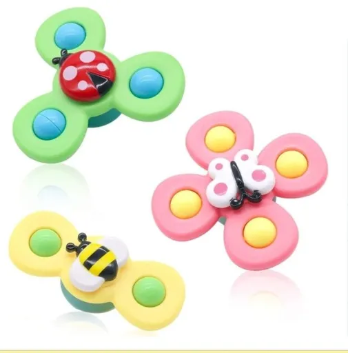 3-Pack Suction Cup Spinners, Multicolor Desk Accessories