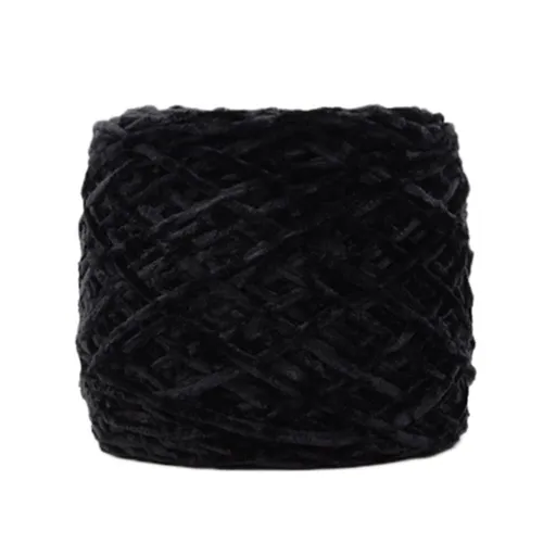 DIY Velvet Chenille Yarn,Bulky Luxury Chenille Yarn for Crochet Hat Scarf Black