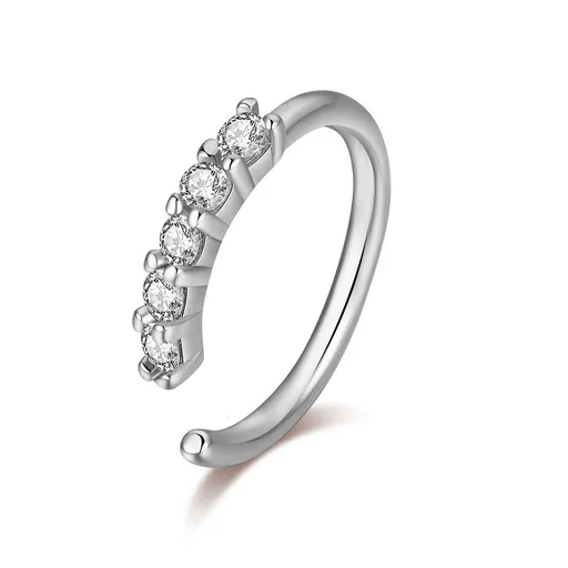 Clear Crystal Gem Nose Ring Stud Crystal Nose Ring Light Luxury C Shaped Nose Ring Clip, Simulated Diamond（3pcs）