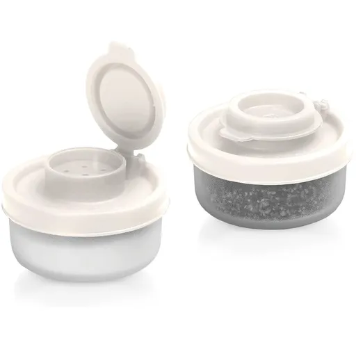 Mini Portable Seasoning Containers Set Salt Pepper Shakers for Camping Picnic Travel Lunch Box Kitchen Utensils Reusable Plastic Spice Jars, White