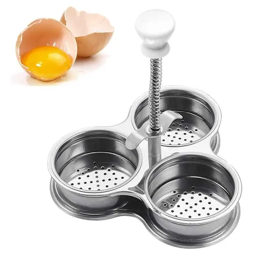 Egg Poachers, 3 Cups Egg Poacher Pan Stainless Steel Poached Egg Cooker Egg Poachers Cookware Set with 3 Nonstick Large (Silver)
