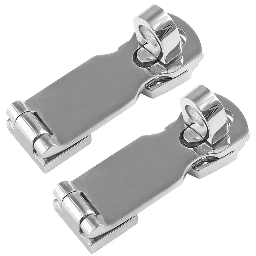 2pcs Marine Grade Stainless Steel Heavy Duty Door Hasp with Turning Padlock Eye Mount Stainless Steel 316 Heavy Duty Door Hasp with Turning Padlock Eye Mount