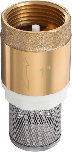 1" Foot Valve, Brass Heavy Duty Check Valve with Filter One Way Valves Female Connection Backflow Preventer Bottom Valves for Water Pump, Wells, Irrigation