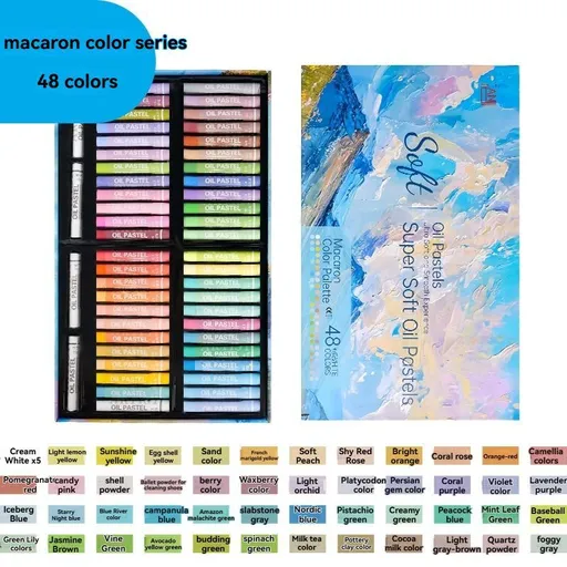 48-Color Oil Pastels Heavy-Color Oil Pastels Loose Oil Pastels Art Supplies - Macaron - Size 48 colors