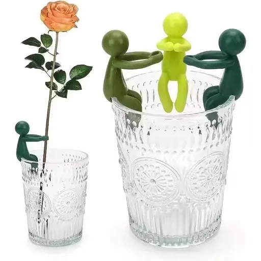 3 Pieces Plant Support Clips for Climbing Stems and Cut Flowers, Reusable Garden Ties for Indoor Plants, Vases and Flower Arranging, Green