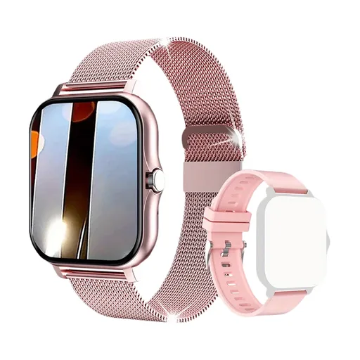 Smart Watch, full touch screen fitness tracker for calls music and sleep with IP67 waterproof design, Compatible with Android and iPhone, Pink