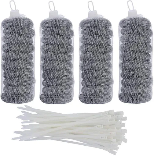 40 Pieces Lint Traps Stainless Steel Washing Machine Lint Snare Traps Laundry Mesh Washer Hose Filter with 40 Pcs Cable Ties