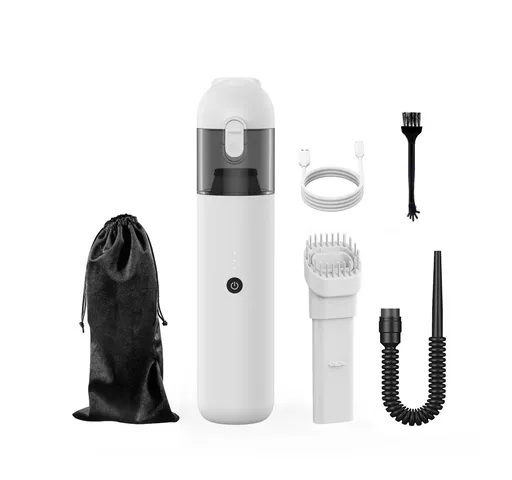 White Versatile 2-in-1 Cordless Handheld Vacuum Cleaner & Blower - USB Rechargeable, High-Power for Car & Home