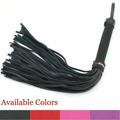 House Of Dasein Satin And Faux Leather Flogger Bdsm Spanking Impact Play Fetish - Black