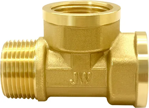 Brass Pipe Fitting Barstock Tee 3 Way NPT 3/4" Female x 3/4" Female x 3/4" Male Hose Fitting