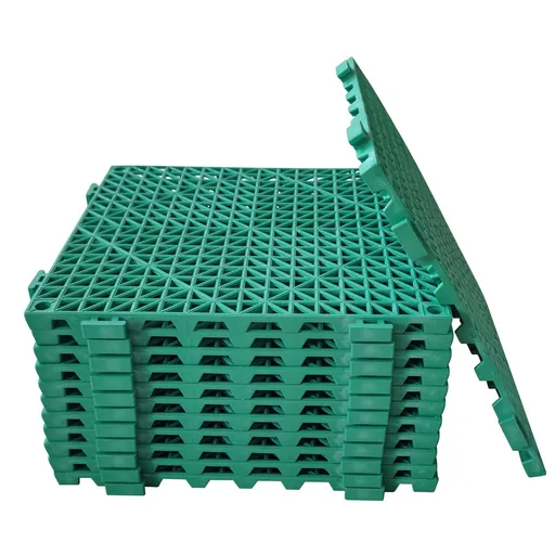 6 Pack Modular Interlocking Cushion Rubber Mat Floor Tile Mats Drain Pool Patio Balcony Yard Pet Area Washer Pad(Green)